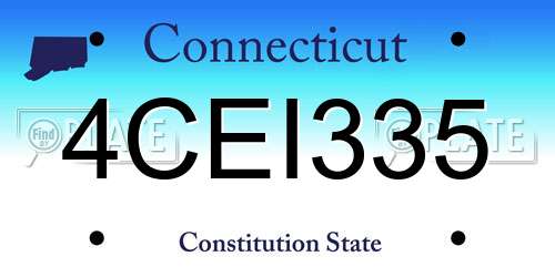 4CEI335 Connecticut License Plate