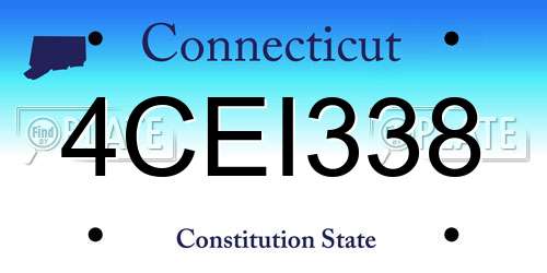 4CEI338 Connecticut License Plate