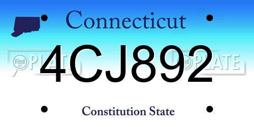 4CJ892 Connecticut License Plate
