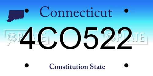 4CO522 Connecticut License Plate