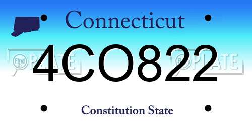 4CO822 Connecticut License Plate