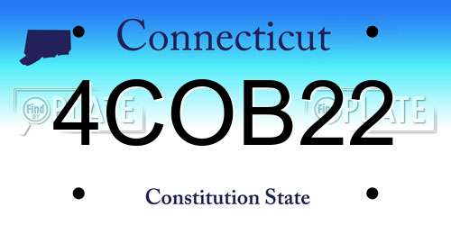 4COB22 Connecticut License Plate