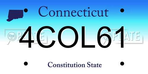 4COL61 Connecticut License Plate