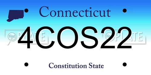 4COS22 Connecticut License Plate