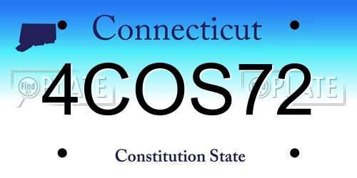 4COS72 Connecticut License Plate