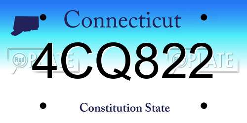 4CQ822 Connecticut License Plate