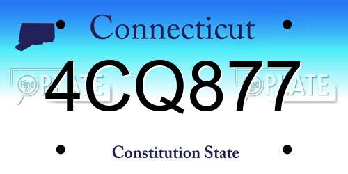 4CQ877 Connecticut License Plate