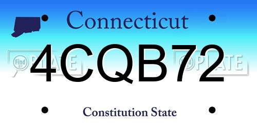 4CQB72 Connecticut License Plate