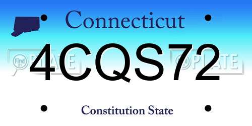 4CQS72 Connecticut License Plate