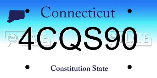 4CQS90 Connecticut License Plate