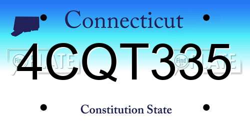 4CQT335 Connecticut License Plate