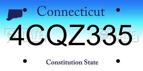 4CQZ335 Connecticut License Plate