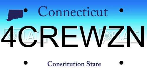 4CREWZN Connecticut License Plate