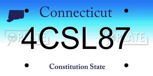4CSL87 Connecticut License Plate