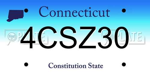 4CSZ30 Connecticut License Plate
