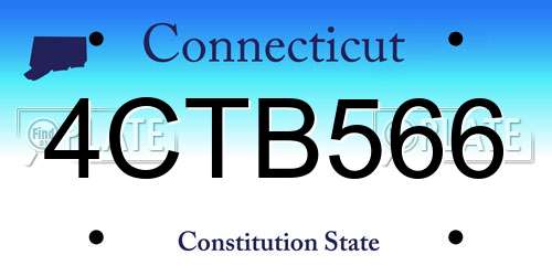 4CTB566 Connecticut License Plate