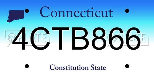 4CTB866 Connecticut License Plate