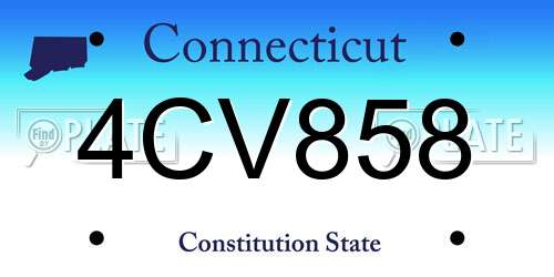 4CV858 Connecticut License Plate
