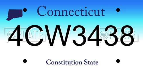 4CW3438 Connecticut License Plate