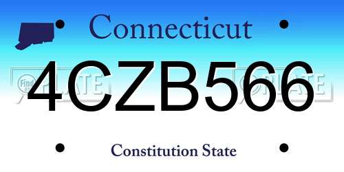 4CZB566 Connecticut License Plate