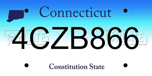 4CZB866 Connecticut License Plate