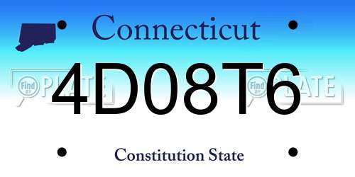 4D08T6 Connecticut License Plate