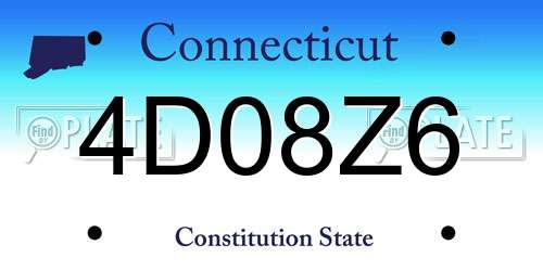 4D08Z6 Connecticut License Plate