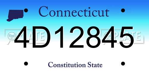4D12845 Connecticut License Plate