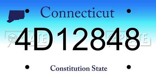4D12848 Connecticut License Plate