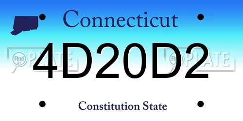 4D20D2 Connecticut License Plate