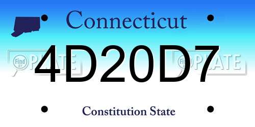 4D20D7 Connecticut License Plate