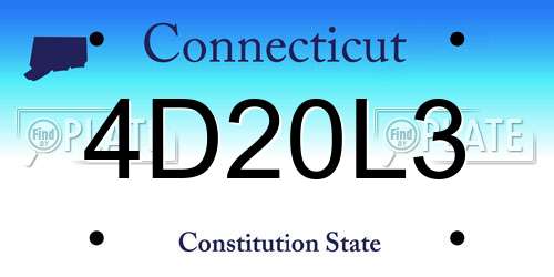 4D20L3 Connecticut License Plate