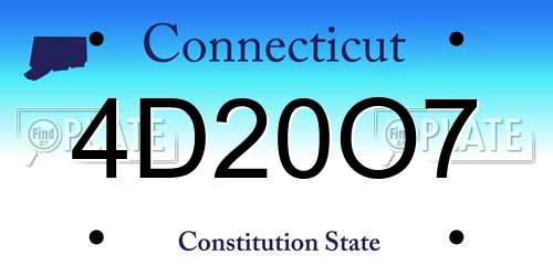 4D20O7 Connecticut License Plate