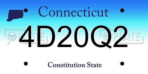 4D20Q2 Connecticut License Plate