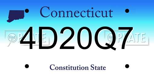 4D20Q7 Connecticut License Plate