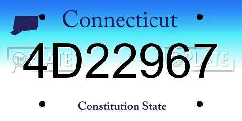 4D22967 Connecticut License Plate