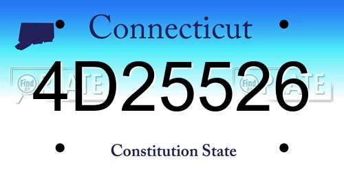 4D25526 Connecticut License Plate