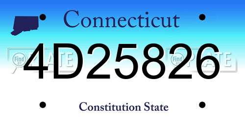 4D25826 Connecticut License Plate