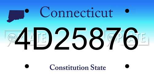 4D25876 Connecticut License Plate