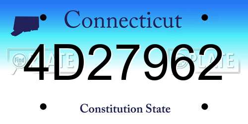 4D27962 Connecticut License Plate