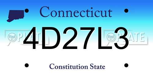 4D27L3 Connecticut License Plate