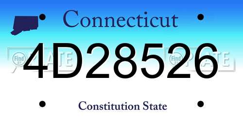 4D28526 Connecticut License Plate