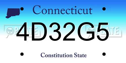 4D32G5 Connecticut License Plate