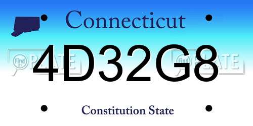 4D32G8 Connecticut License Plate
