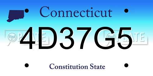4D37G5 Connecticut License Plate