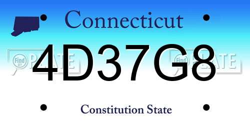 4D37G8 Connecticut License Plate