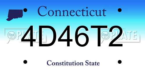 4D46T2 Connecticut License Plate