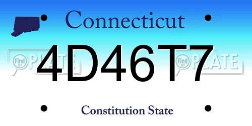 4D46T7 Connecticut License Plate