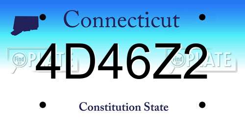 4D46Z2 Connecticut License Plate