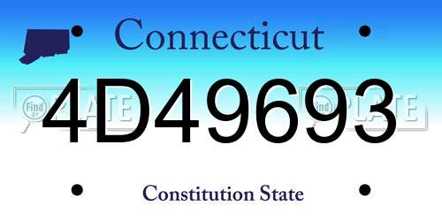 4D49693 Connecticut License Plate